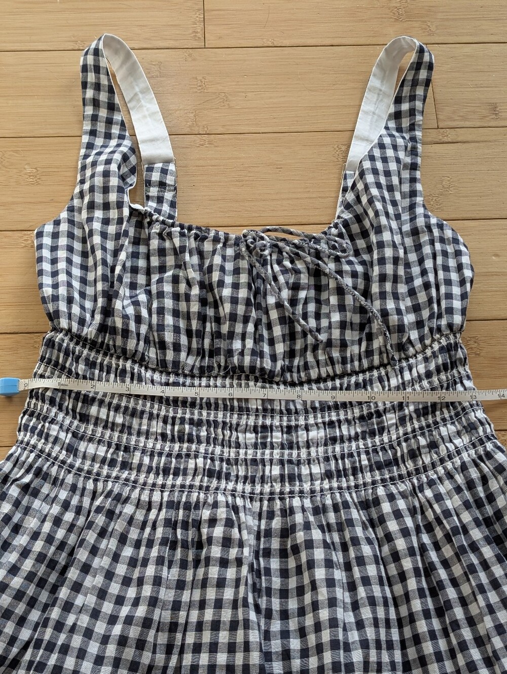 Abercrombie & Fitch Black and White Gingham Smocked Mini Dress - Picture 3 of 9